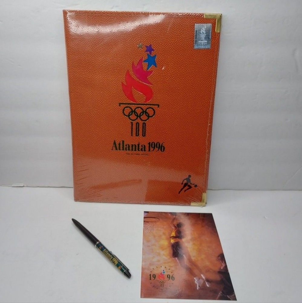 Spalding Basketball Texture Pad Folder Atlanta 1996 Olympics pad, Post Card, Pen